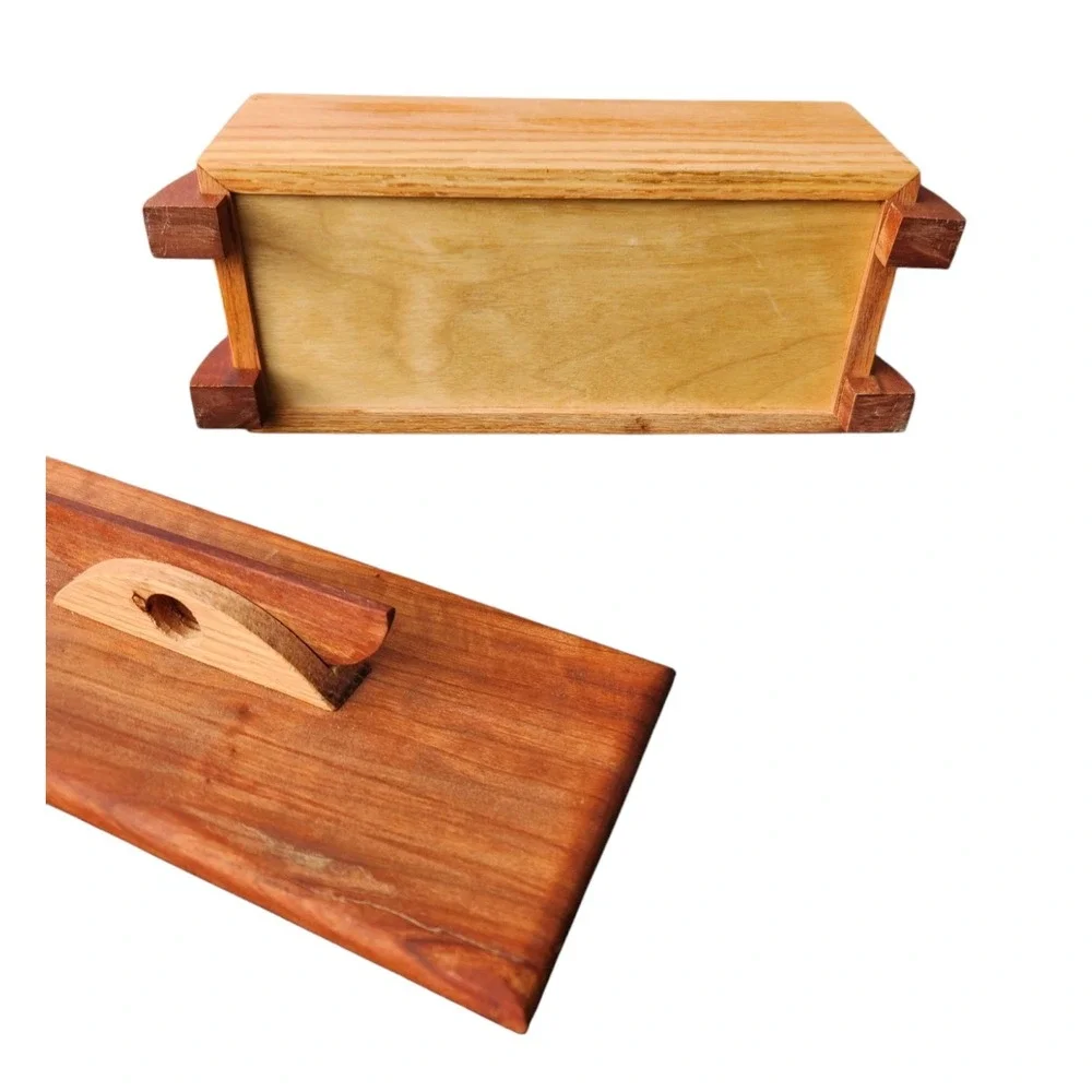 Handcrafted Two-tone Raw Art Deco Wooden Jewelry Trinket Box Legs‎ Howkinson ?